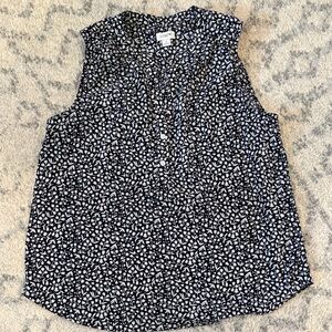 J Crew Black Navy and White Sleeveless Top